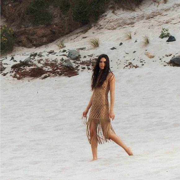 Dresses | Zara Mesh Dress With Fringing Beach Coverups